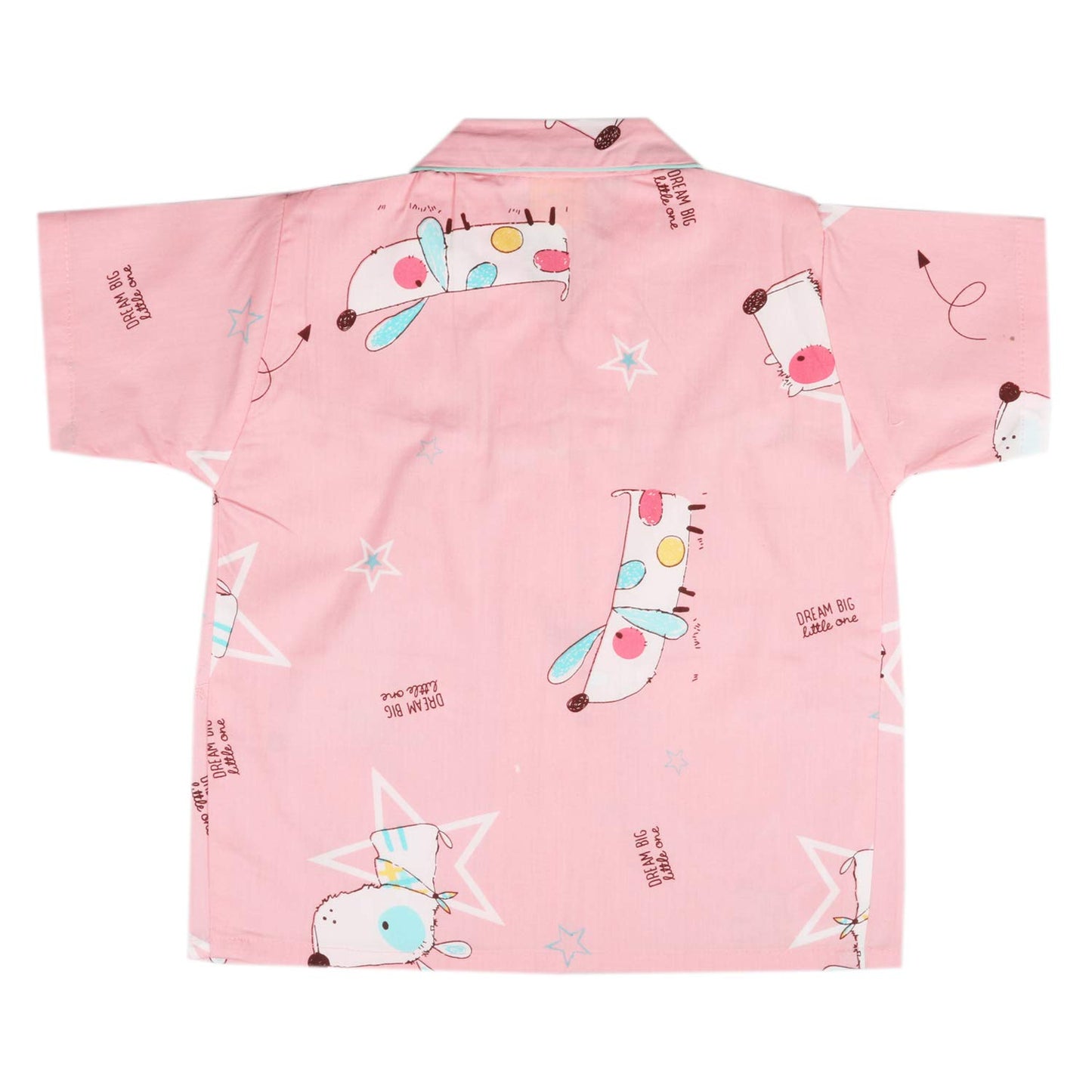 Wish Karo Cotton Top & Bottom Pajama Set Night Dress for Boys & Girls-(ND11bpnk)