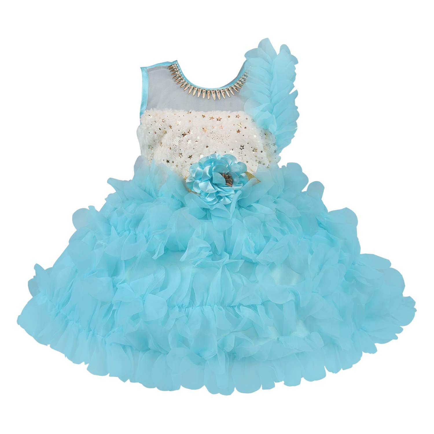 Baby Girls Party Wear Frock Birthday Dress For Girls fe2709blu - Wish Karo Party Wear - frocks Party Wear - baby dress