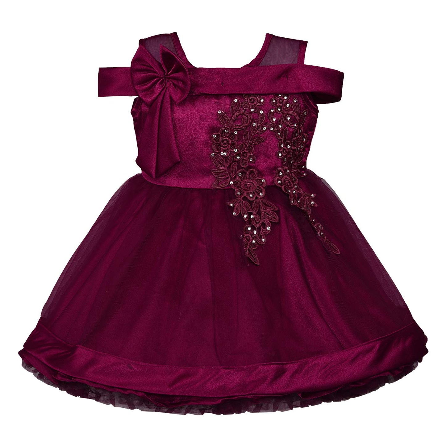 Wish Karo Baby Girls Frock Birthday Dress for Girls - Satin - (bxa232wn)