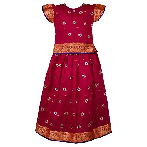 Girl's Traditional Art Silk Stitched Lehenga Choli for Girls-gc203mrn