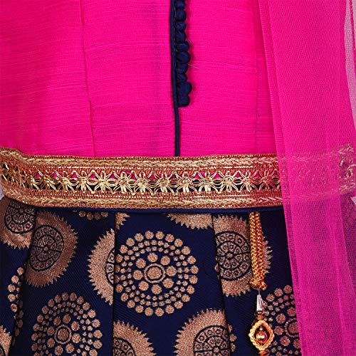 Girl's Traditional Art Silk Stitched Lehenga Choli for Girls-gc202pnk