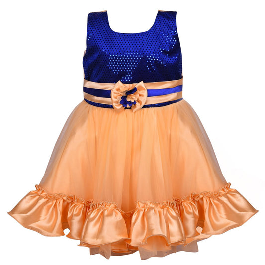 Baby Girls Party Wear Frock Dress DN fr130bge - Wish Karo Party Wear - frocks Party Wear - baby dress