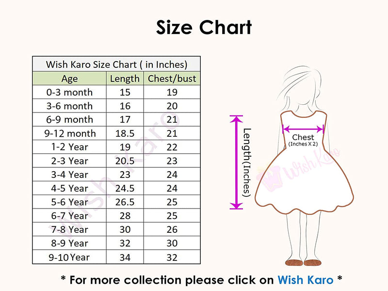 Wish Karo kids Partywear  Dress Frock-(stn707wht)