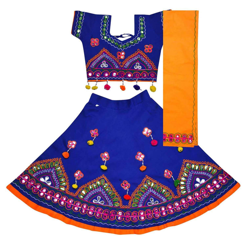 Girl's Cotton Ghaghra Choli, Leghnga Choli, Chania Choli 143darkblue -  Wish Karo Dresses