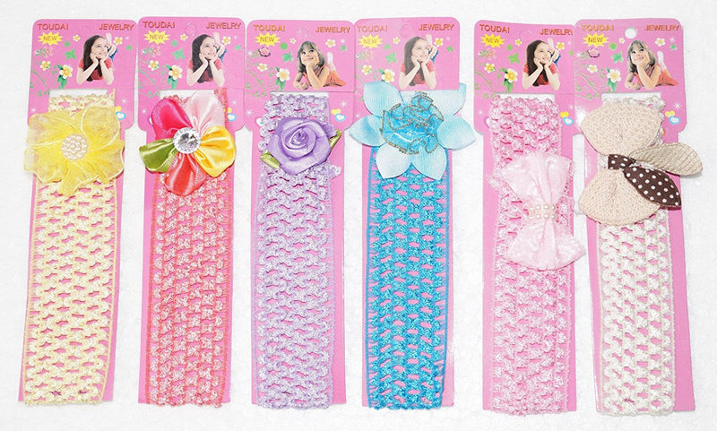Set Of 6 Pcs Multi Color Crochet Style Elastic Hairbands -  Wish Karo Dresses