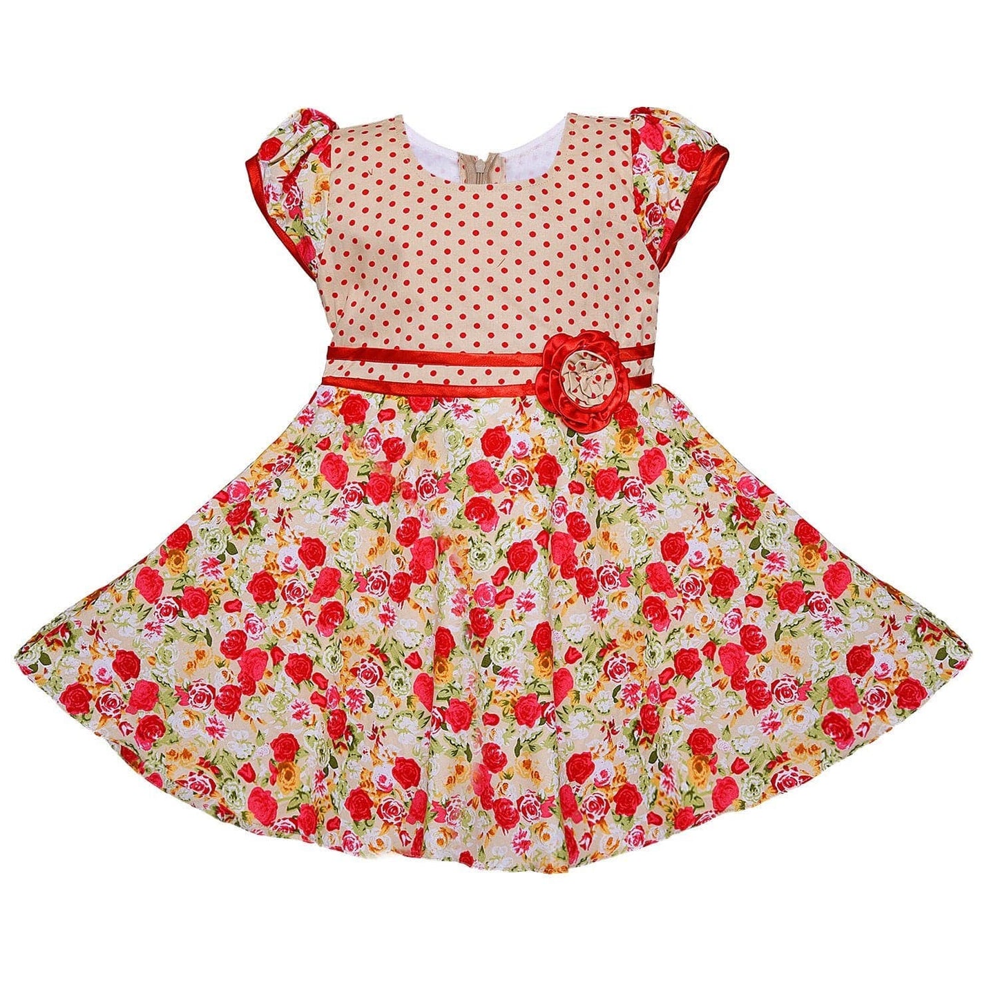 Baby Girls Cotton Frock Dress Ctn254rd - Wish Karo Cotton Wear - frocks Cotton Wear - baby dress