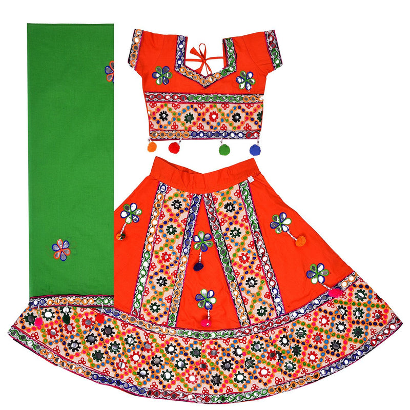 Girl's  Ghaghra Choli GC 126org -  Wish Karo Dresses