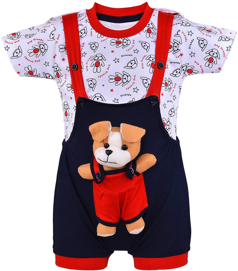 Wish Karo Unisex Dungaree Dress for Baby Boys-Baby Girls-(bt32nb)