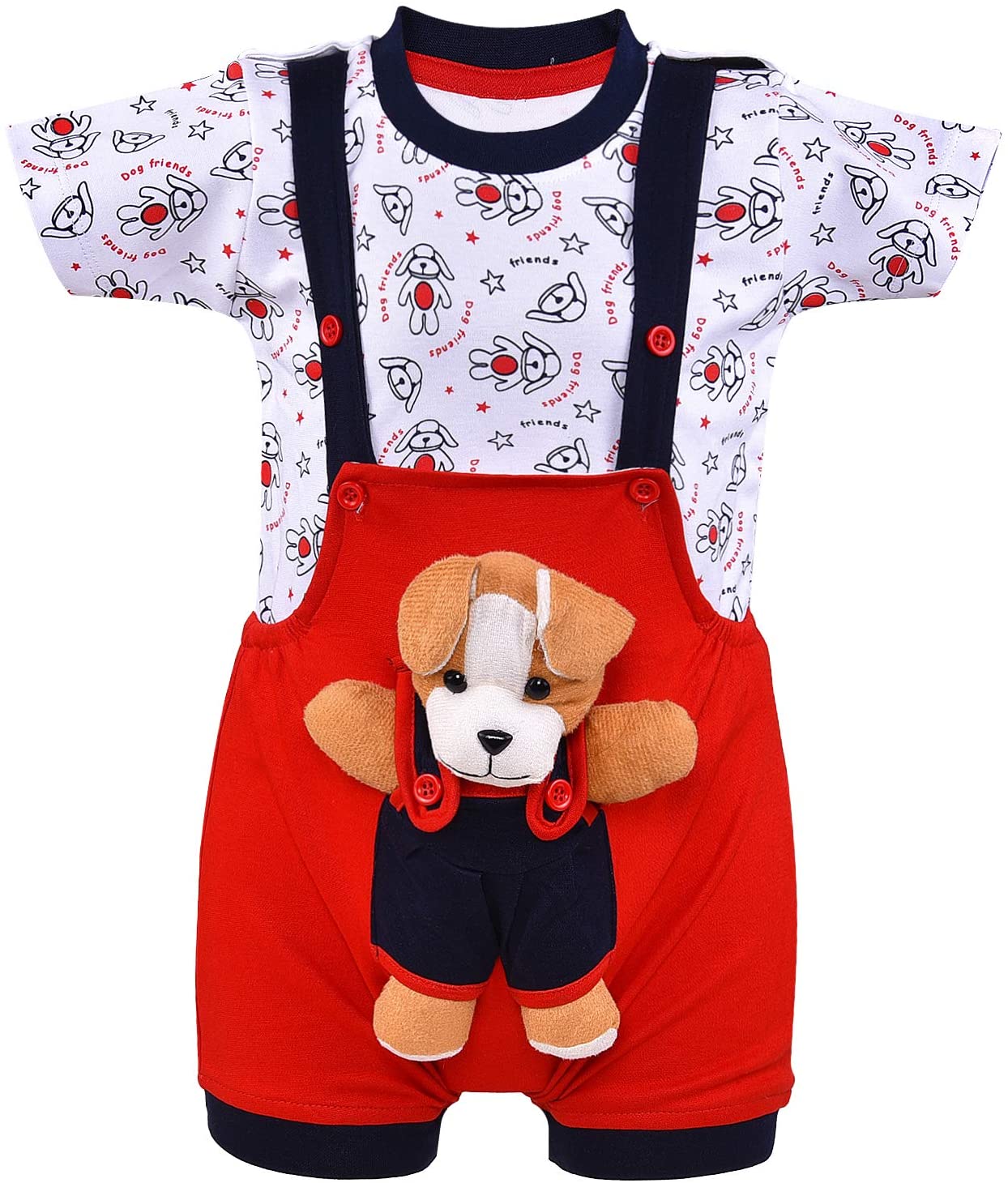 Wish Karo Unisex Dungaree Dress for Baby Boys-Baby Girls-(bt32rd)