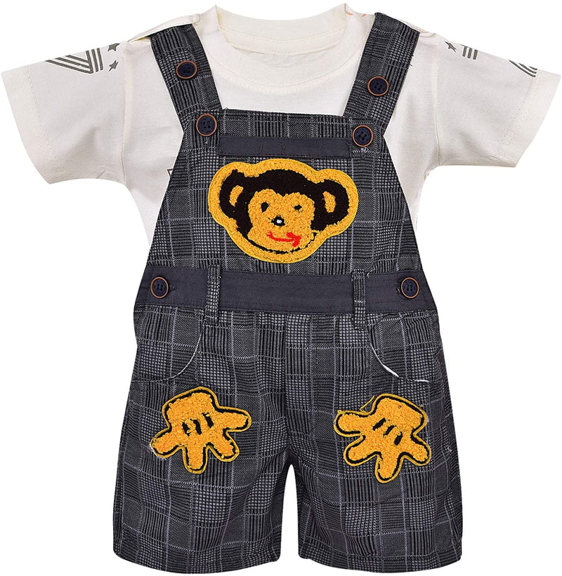 Wish Karo Baby Boys Dungaree Dress For Kids-(bt47gry)