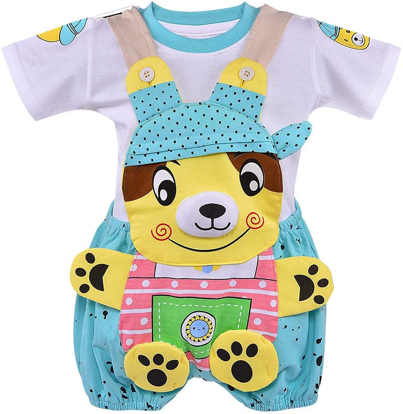 Wish Karo Kids Dungaree Dress For Baby Girls-(bt48blu)