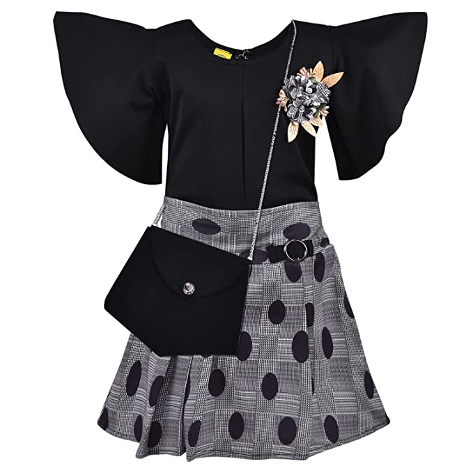 Wish Karo Baby Girls Top and Skirt Dress for Girls-(csl298blk)