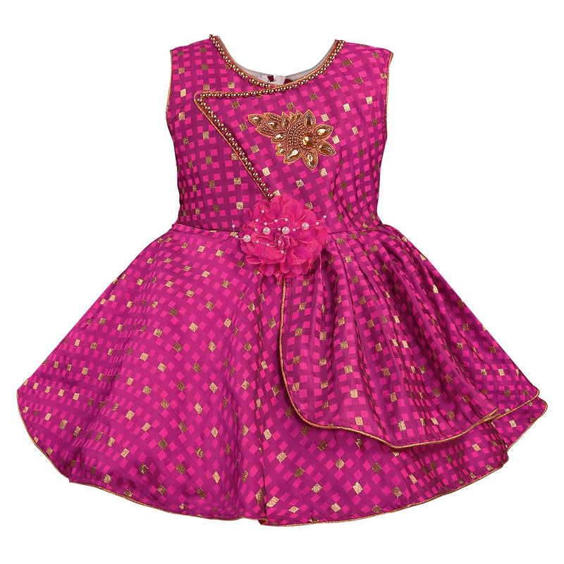 Wish Karo Baby Girls Dress Birthday Frocks for Girls - Satin - (fe2718pnk)