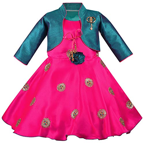 Wish Karo Baby Girls Frock Dress with Jacket-(fe2911pnk)