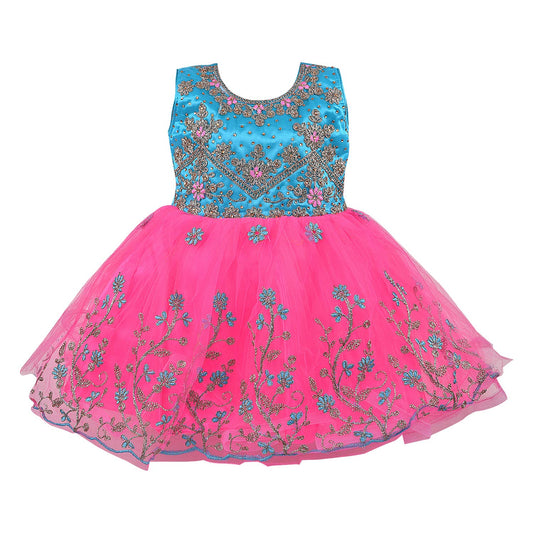 Wish Karo Girls Frock Dress for Kids-(fe2920blu)